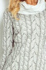 119-1 Golf - sukienka z dużymi kieszeniami - wzór gruby WARKOCZ-5
