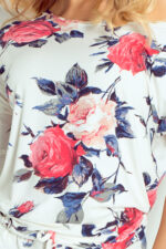 13-49 Sukienka sportowa - ECRU + kolorowe duże CZERWONE kwiaty-5