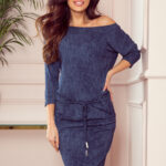 13-77 Sukienka sportowa z kieszonkami - jeans granatowy-1