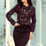 140-10 Bluzka z wiązaniem z przodu - granatowa + KOLOROWE WAŻKI-1