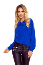 140-11 Bluzka z wiązaniem z przodu - NIEBIESKA-4