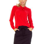 140-3 Bluzka z wiązaniem z przodu - CZERWONA-1