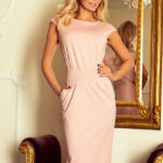 144-6 Sukienka midi SARA - BRUDNY RÓŻ-1