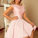 157-4 Sukienka MARTA z koronką - PASTELOWY RÓŻ-1