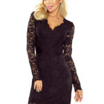 170-1 Sukienka koronkowa z długim rękawkiem i DEKOLTEM - CZARNA-1