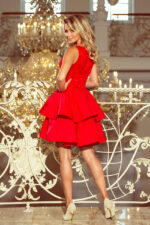 205-1 LAURA podwójnie rozkloszowana sukienka z koronkową górą - CZERWONA-2