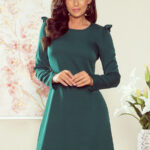 264-1 NELL Trapezowa sukienka z falbankami - ZIELONA-1