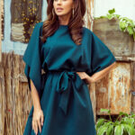 287-2 SOFIA Sukienka motyl - ZIELEŃ BUTELKOWA-1