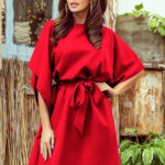 287-3 SOFIA Sukienka motyl - CZERWONA-1