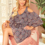 292-3 MARINA zwiewna sukienka z dekoltem - WZÓR MAROKAŃSKI-1