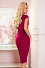 301-4 TAMARA Elegancka sukienka midi z PASKIEM - BORDOWA-4