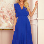 315-2 EMILY Plisowana sukienka z falbankami i dekoltem - CHABROWA-1