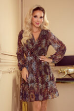 364-2 LAUREN Szyfonowa sukienka z dekoltem i falbankami - PANTERKA-1