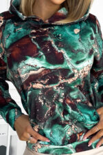 390-2 Bluza kangurka z kapturem - turkusowo-brązowy marmur-5