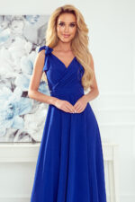405-2 ELENA Długa suknia z dekoltem i wiązaniami na ramionach - CHABROWA-5