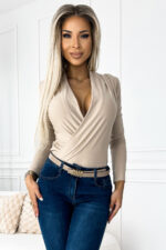 375-7 BODY z kopertowym dekoltem - BEŻOWE-1