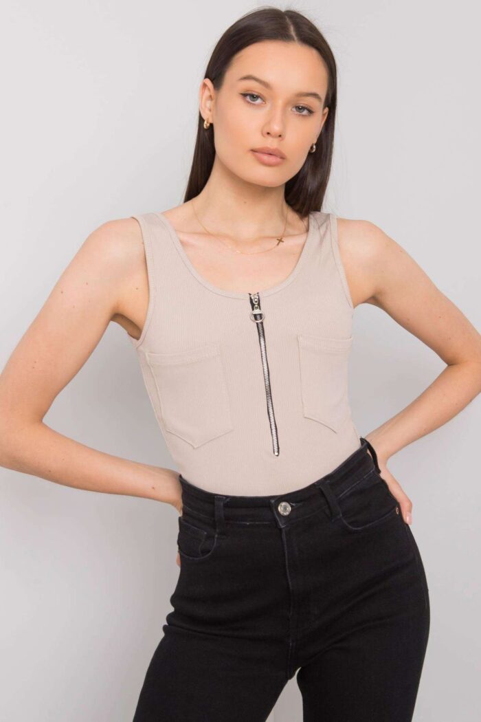 Koszulka Top MOdel DHJ-TP-13287.36P Beige - Italy Moda -1