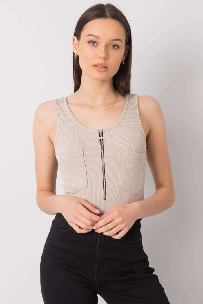 Koszulka Top MOdel DHJ-TP-13287.36P Beige - Italy Moda -2