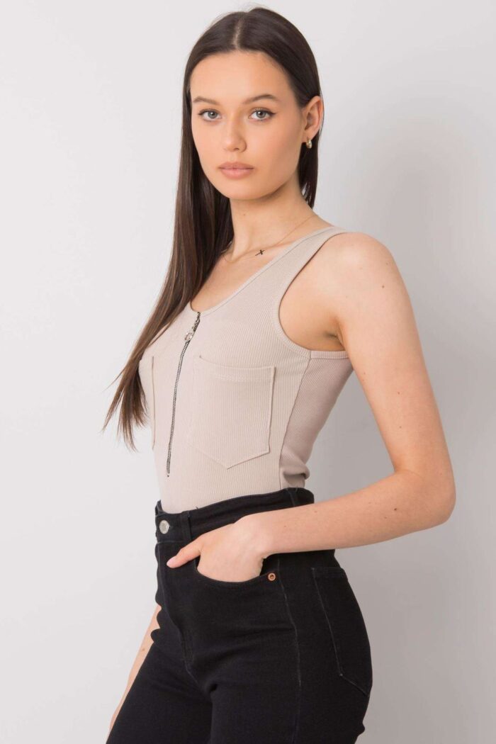 Koszulka Top MOdel DHJ-TP-13287.36P Beige - Italy Moda -3