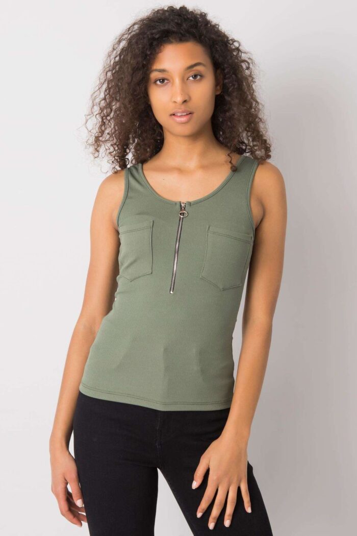 Koszulka Top MOdel DHJ-TP-13287.36P Khaki - Italy Moda -1