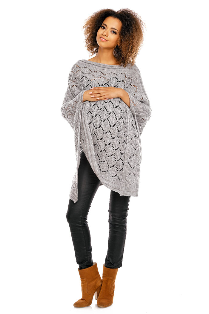 Sweter Poncho model 30012C Light Gray - PeeKaBoo -1