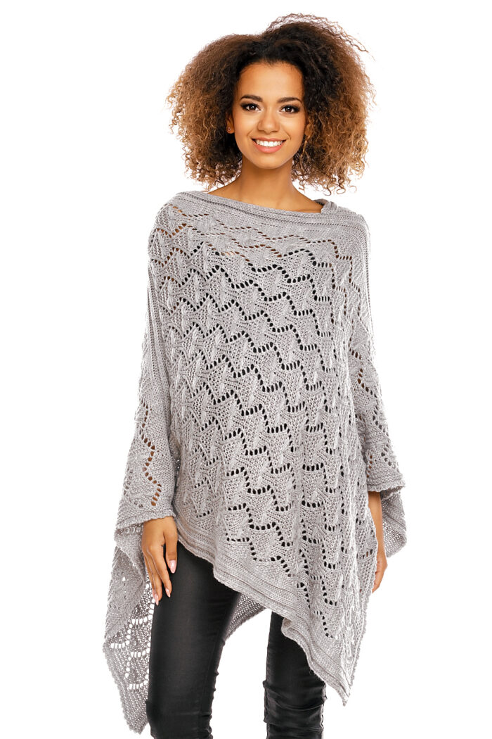 Sweter Poncho model 30012C Light Gray - PeeKaBoo -2