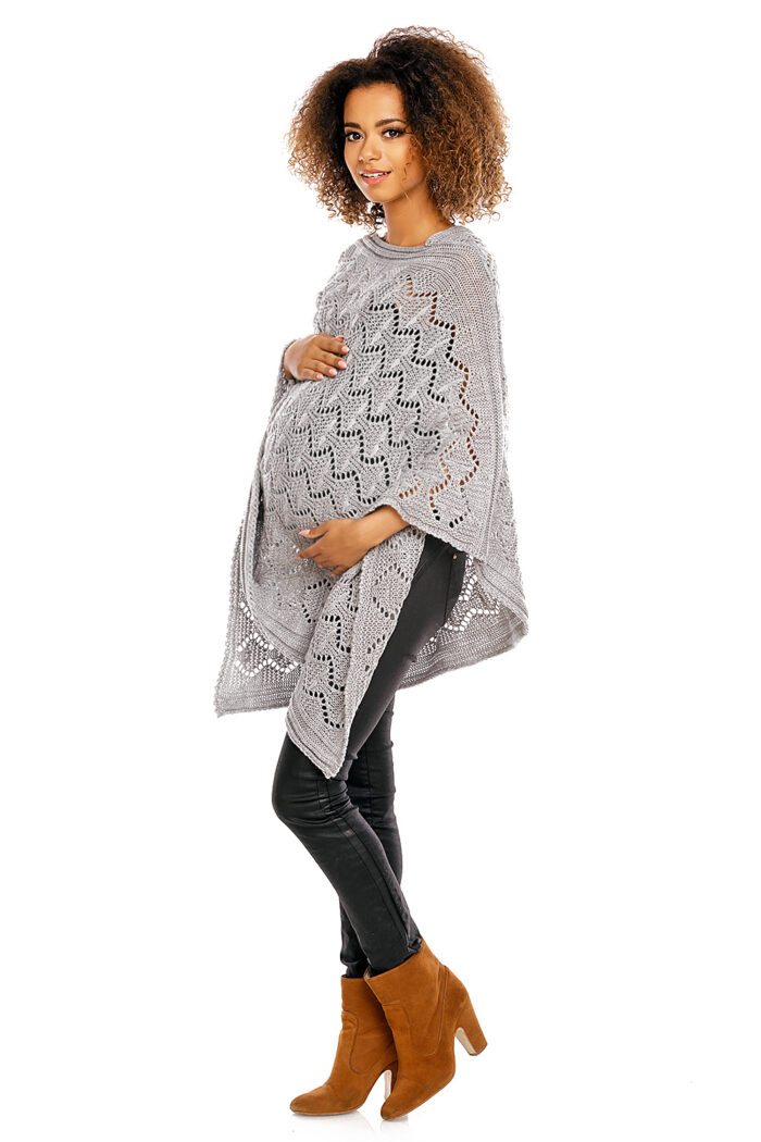 Sweter Poncho model 30012C Light Gray - PeeKaBoo -3