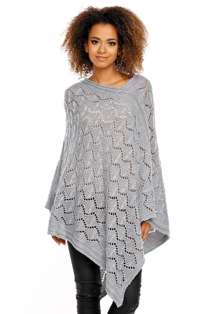 Sweter Poncho model 30012 Light Gray - PeeKaBoo -1