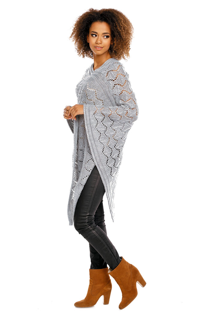 Sweter Poncho model 30012 Light Gray - PeeKaBoo -3