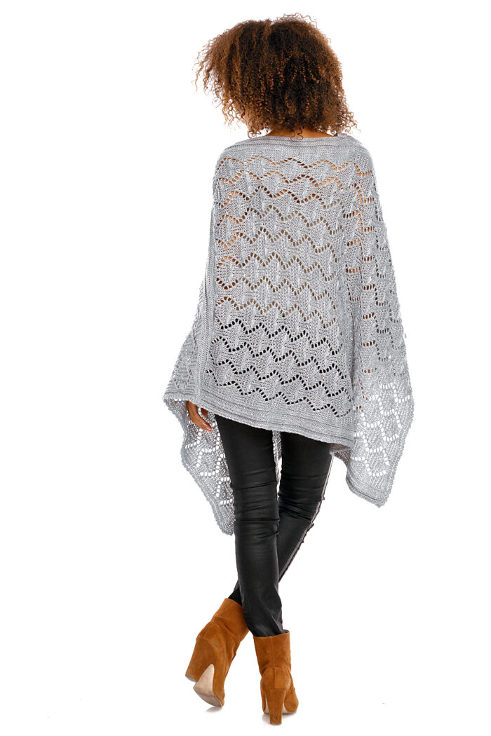 Sweter Poncho model 30012 Light Gray - PeeKaBoo -4