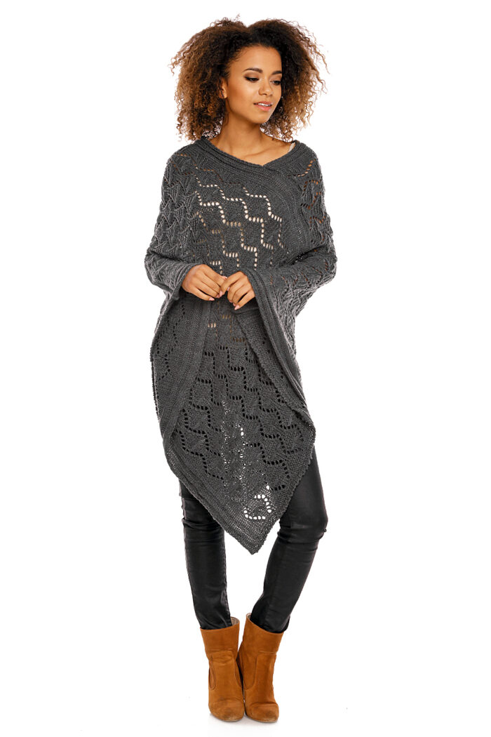 Sweter Poncho model 30012 Graphit - PeeKaBoo -2