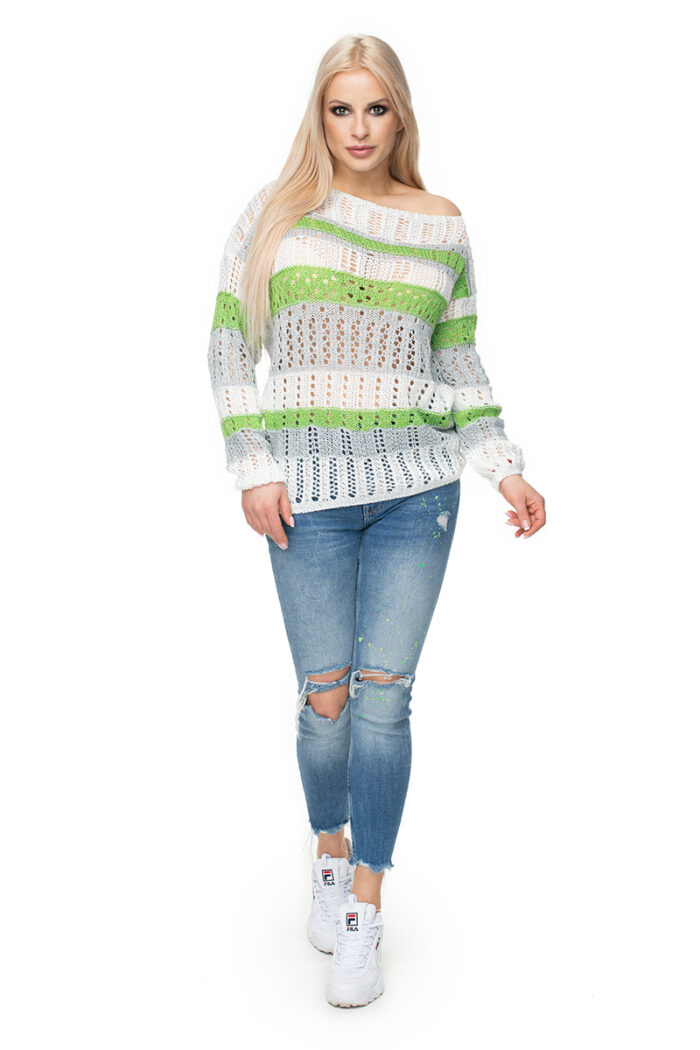 Sweter Damski Model 30060 Cream/Green - PeeKaBoo -2