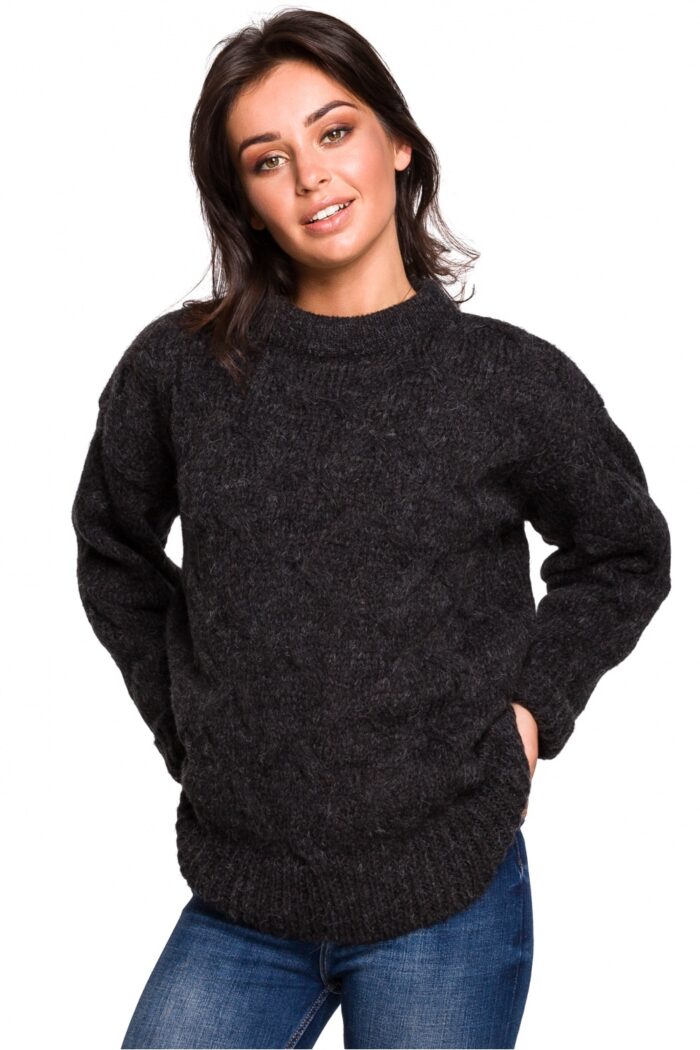 Sweter Damski Model BK038 Antracyt - BE Knit -1