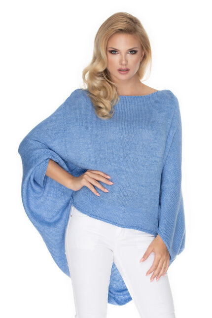 Sweter Ponczo Model 30068 Jeans - PeeKaBoo -1