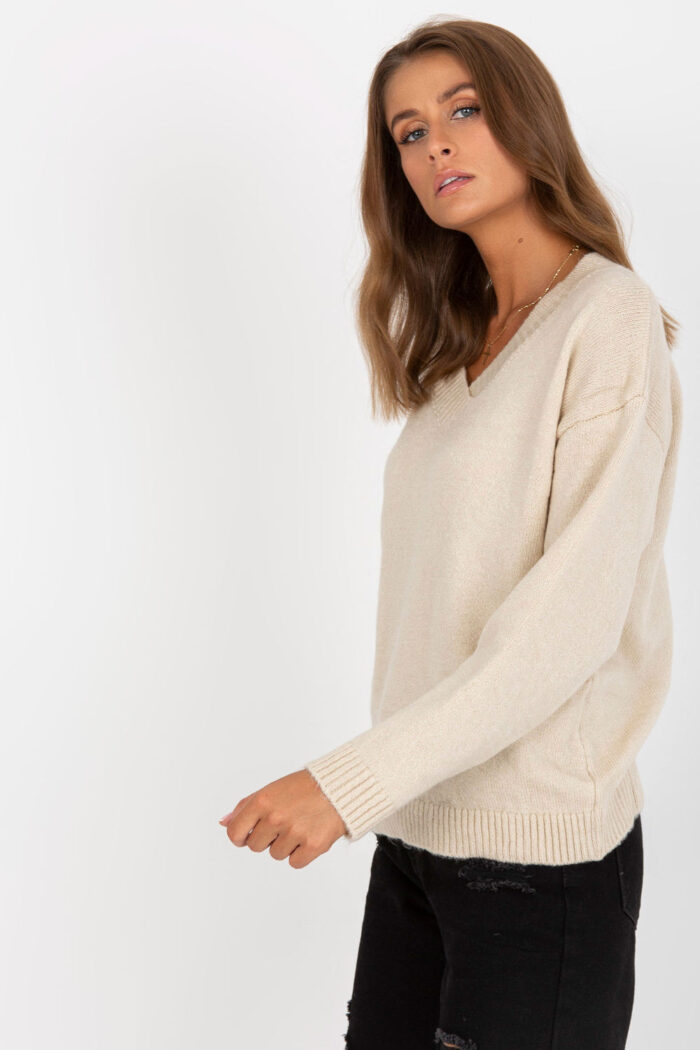 Sweter Damski Model LC-SW-0332.17 Beige - Rue Paris -1