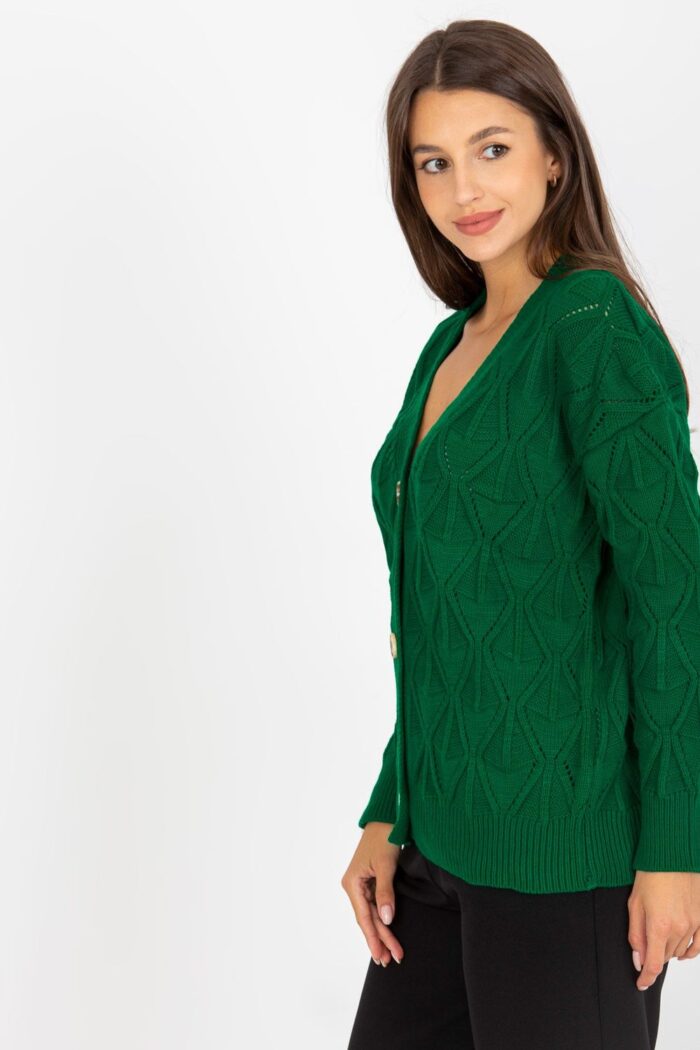 Sweter Kardigan Model LC-SW-8035.06X Dark Green - Rue Paris -3