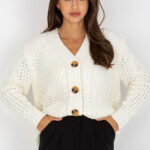 Sweter Kardigan Model LC-SW-8001.14P Ecru - Rue Paris -1