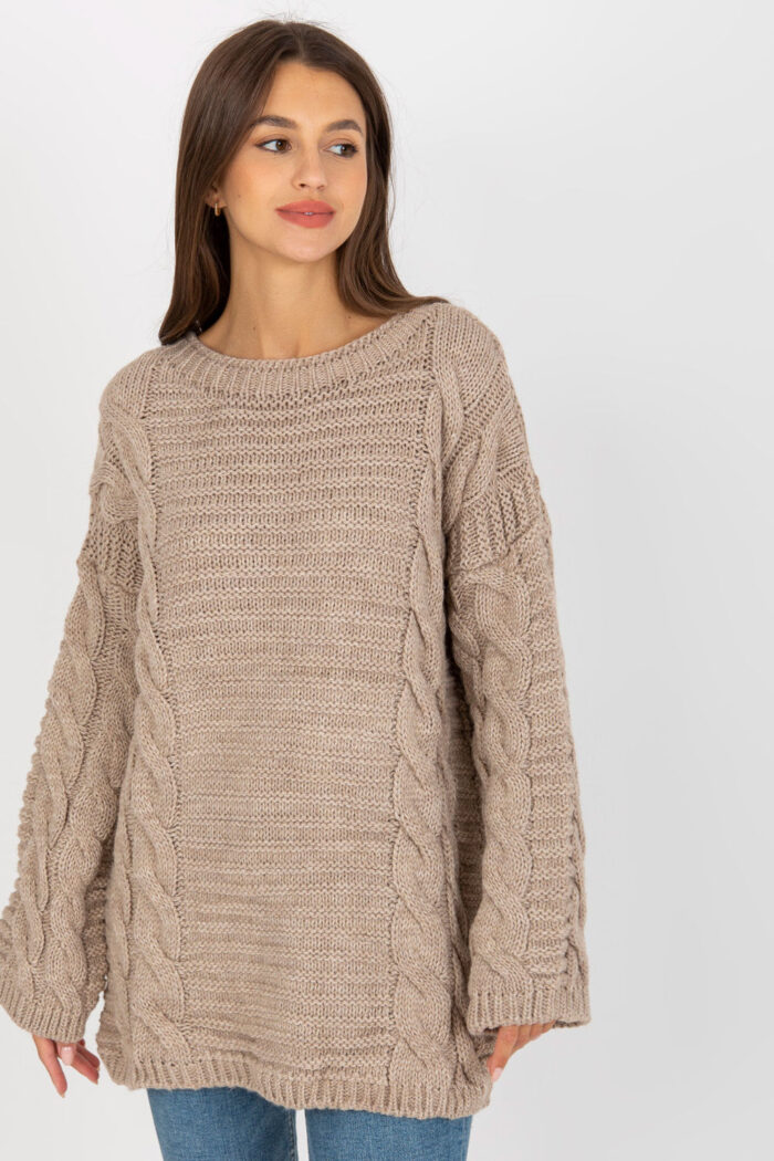 Sweter Damski Model LC-SW-8044.06X Beige - Rue Paris -1