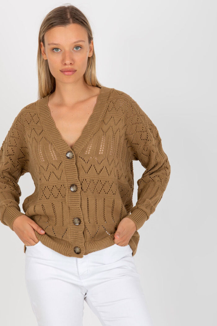 Sweter Damski Model LC-SW-8022.04P Dark Beige - Rue Paris -1