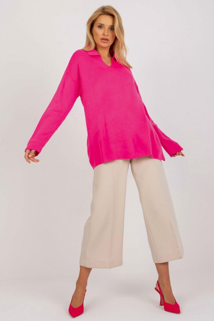 Sweter Damski Model LC-SW-2261.00P Fluo Pink - Rue Paris -2