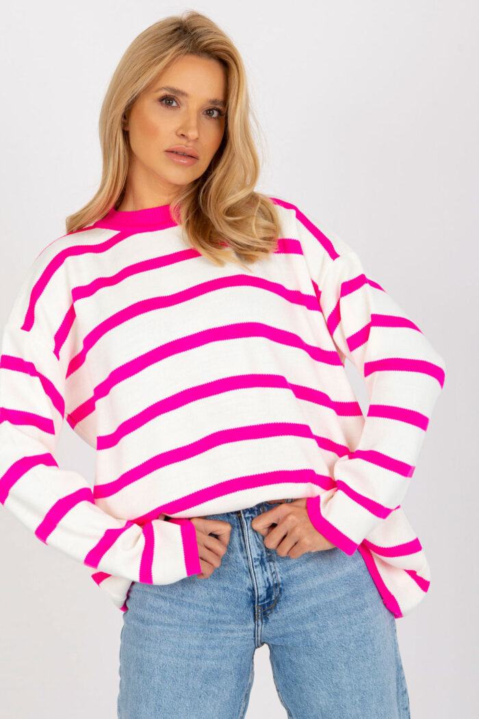 Sweter Damski Model LC-SW-2212.97P Fluo Pink - Rue Paris -1