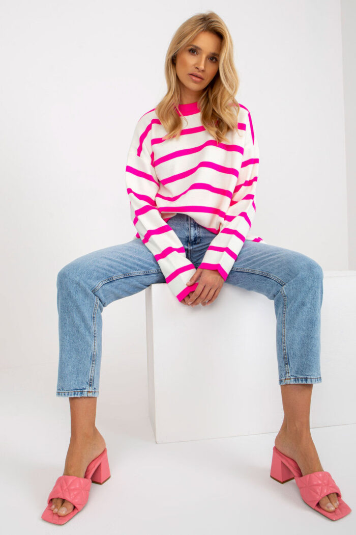 Sweter Damski Model LC-SW-2212.97P Fluo Pink - Rue Paris -2