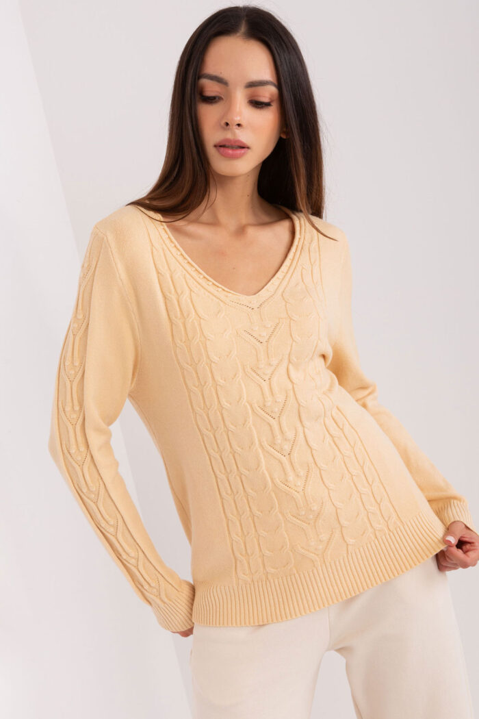 Sweter Damski Model AT-SW-2329.98P Beige - AT -1