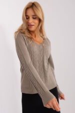 Sweter Damski Model AT-SW-2329.98P Dark Beige - AT -2