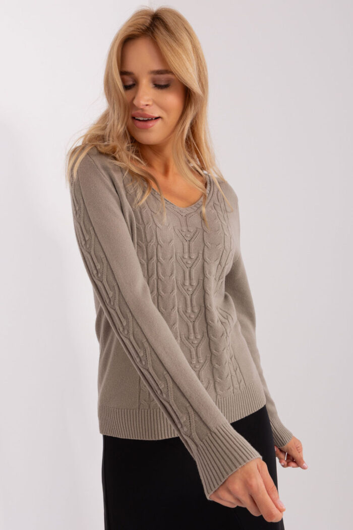 Sweter Damski Model AT-SW-2329.98P Dark Beige - AT -2