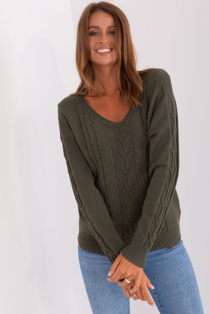 Sweter Damski Model AT-SW-2329.98P Khaki - AT -1