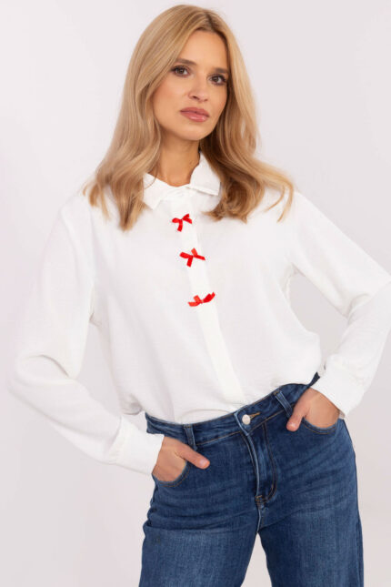 Koszula Damska Model MI-KS-91540.59P Ecru - Italy Moda -1