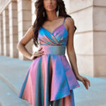 Sukienka Model Żakard 11400. Multi Chaber/Pink - With You -1