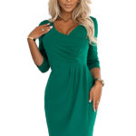 255-4 IRIS Sukienka z zakładkami i dekoltem - ZIELONA-1