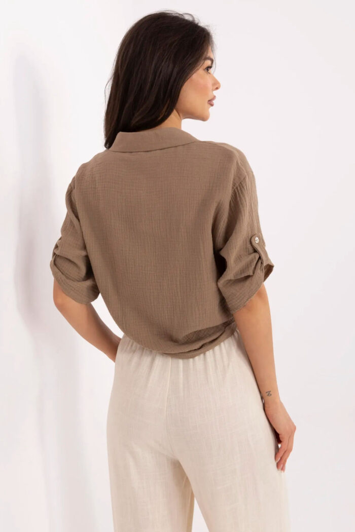 Koszula Damska Model DHJ-KS-8595-1.66 Dark Beige - Italy Moda -3